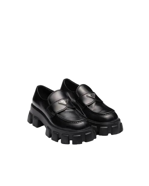 Prada Monolith brushed leather loafers