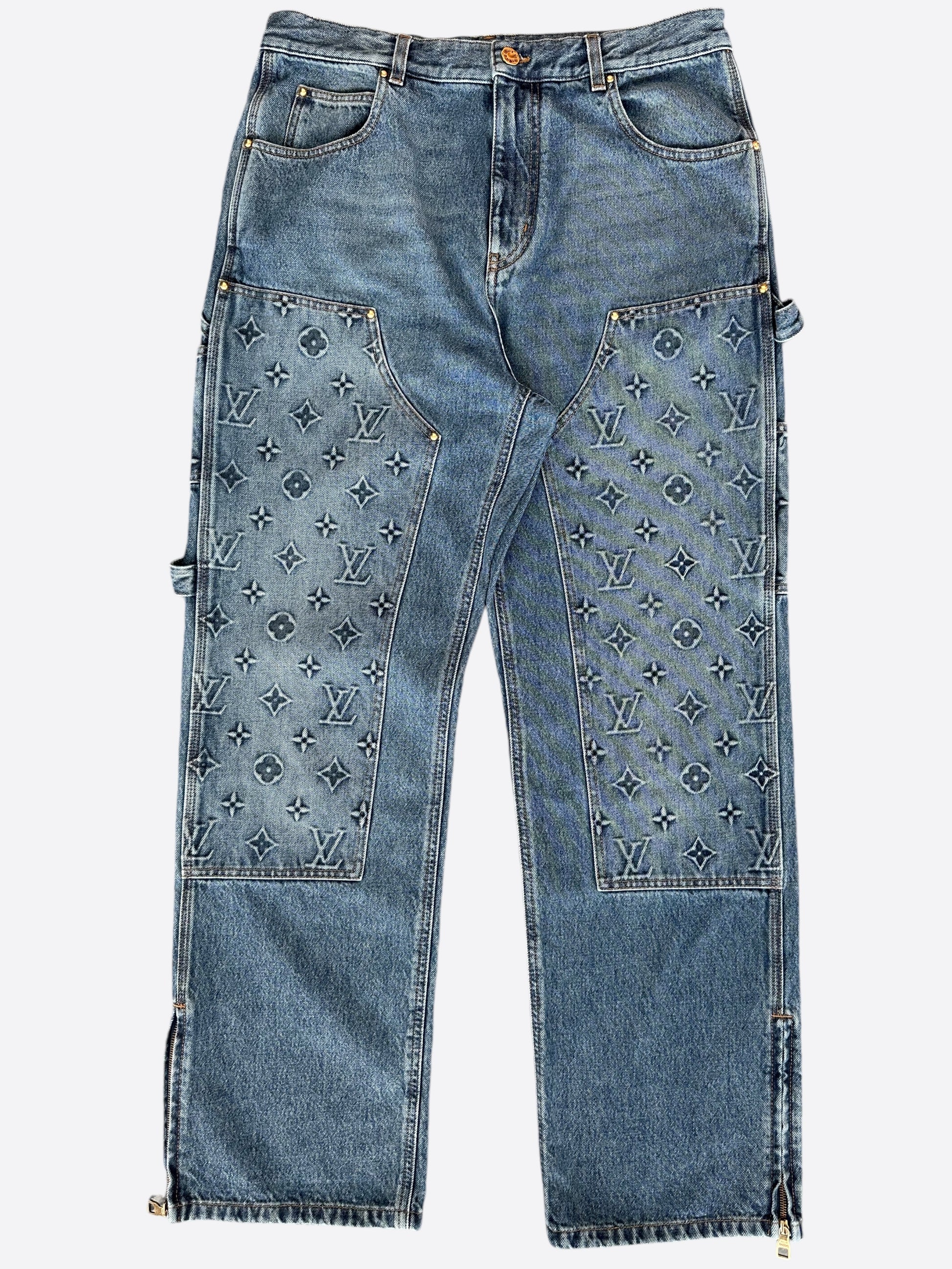 Louis Vuitton blue monogram carpenter jeans