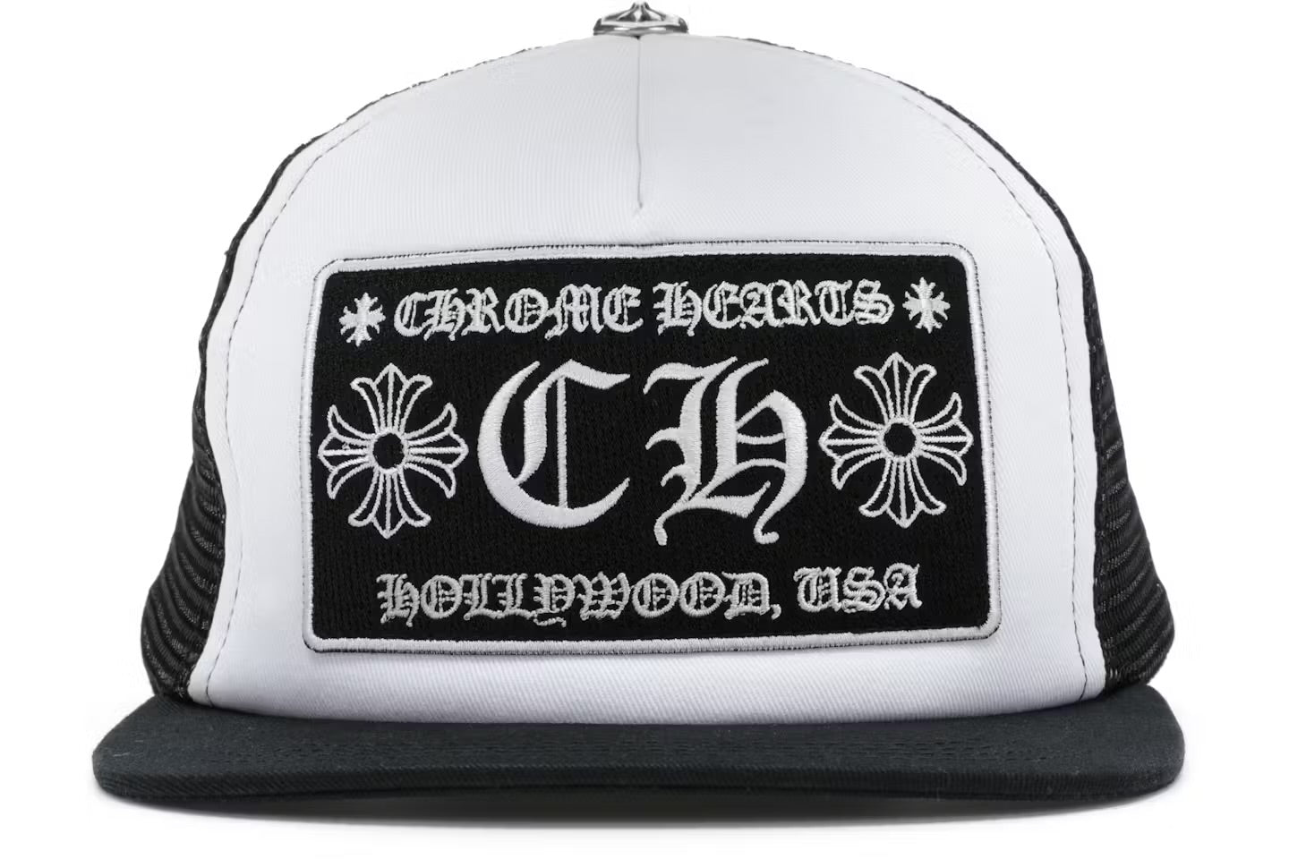 Chrome Hearts CH Hollywood Trucker Hat - White on Black (Copy)