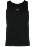 Prada Men's Black Logo Plaque Tank Top